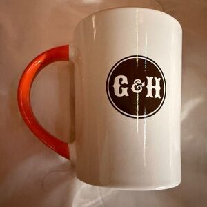 Grounds & Hounds charity White Mug with Orange Handle with gift bag with box